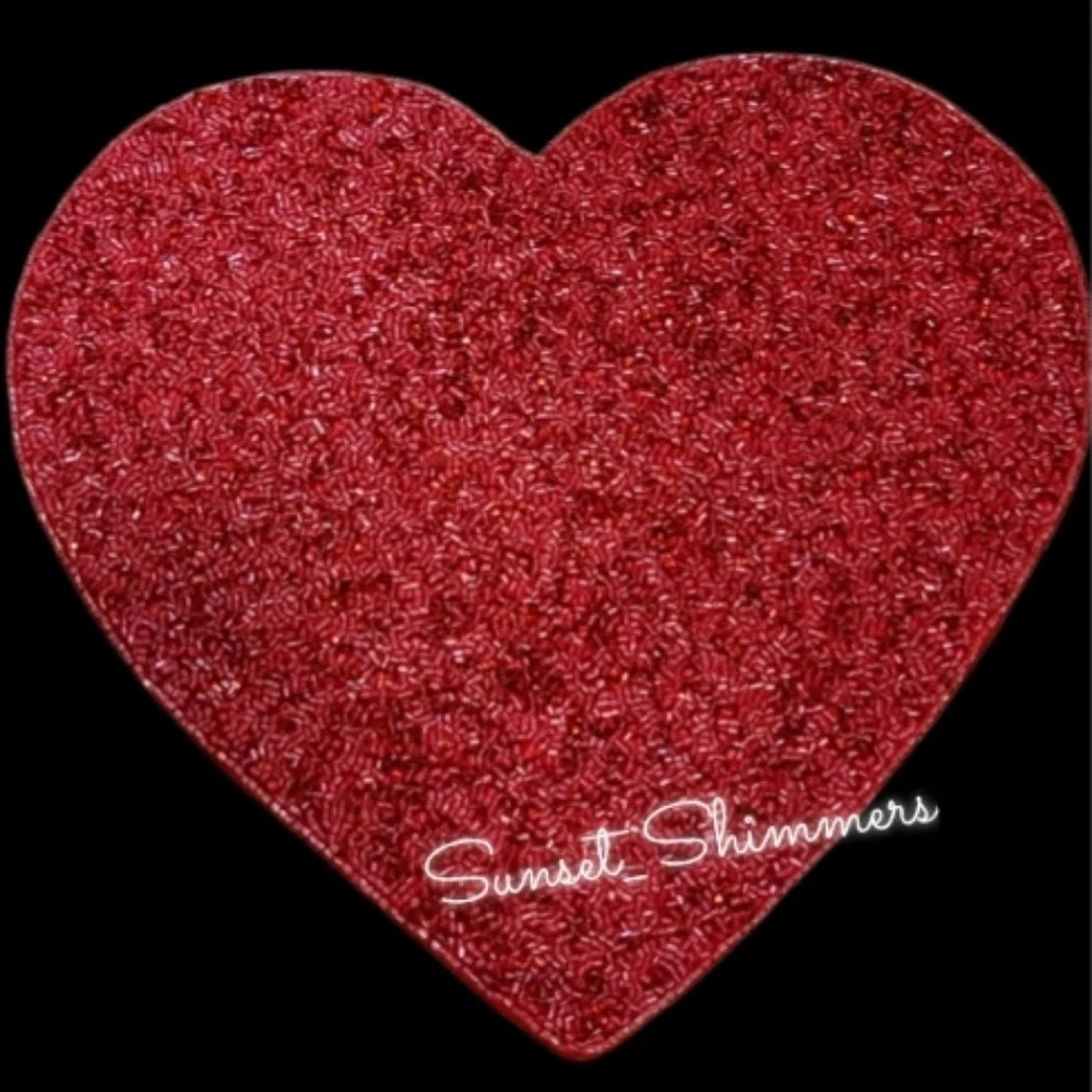 2pc Issac Mizrahi Valentines Day Hearts Shimmer Beaded Placemats Charger SET New